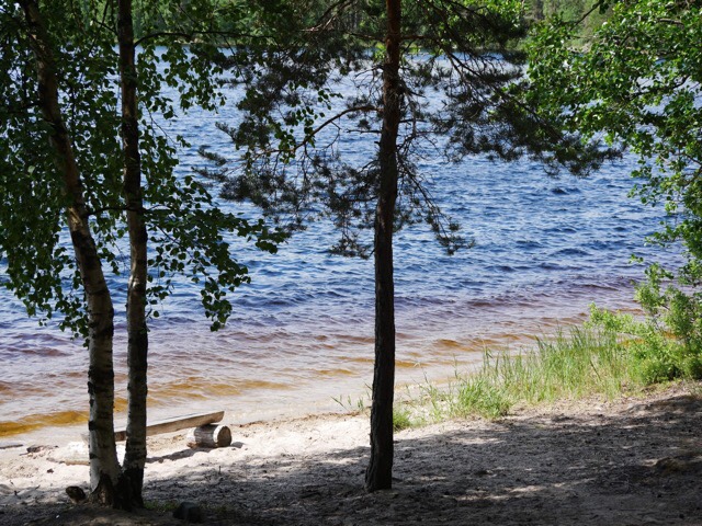 Kuva, jossa uimaranta saimaalla.