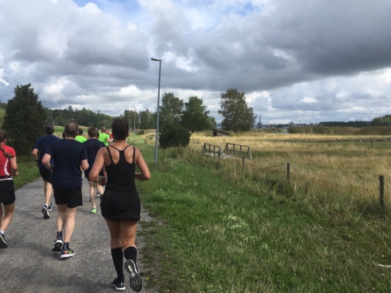 Kuva, jossa peltoa ja juoksijoita Ruissalossa. 