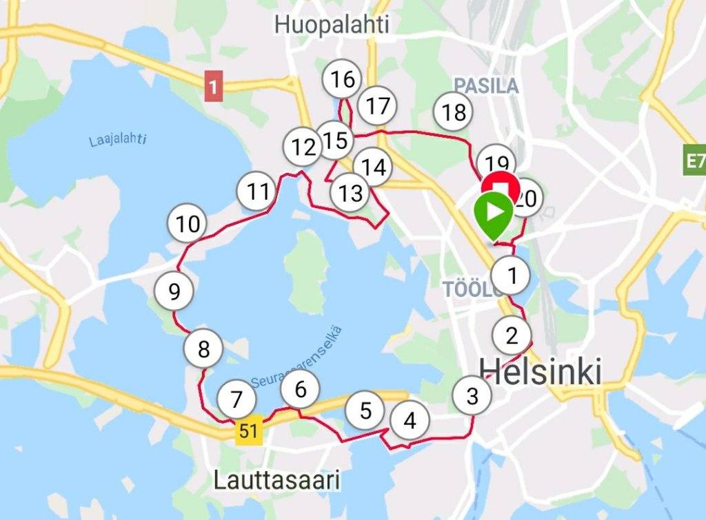 helsinki city runin reitti 2020