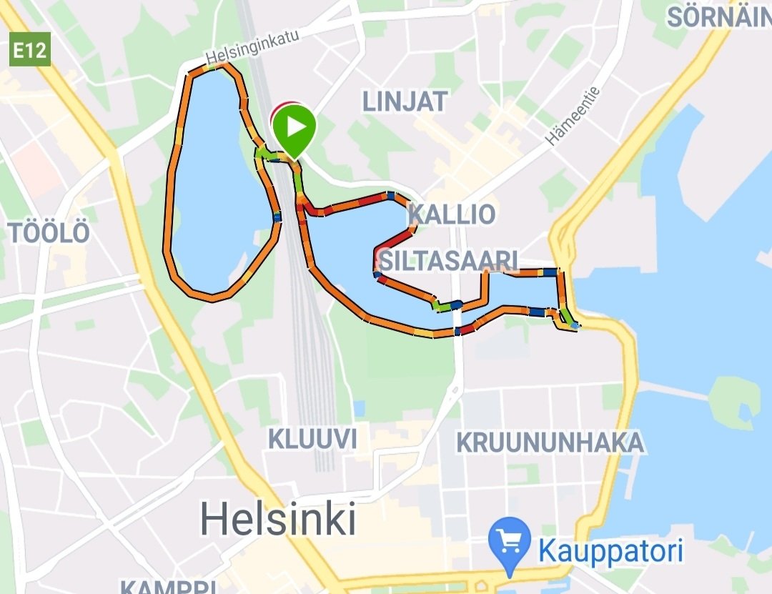 kuuden kilometrin juoksureitti helsingissa