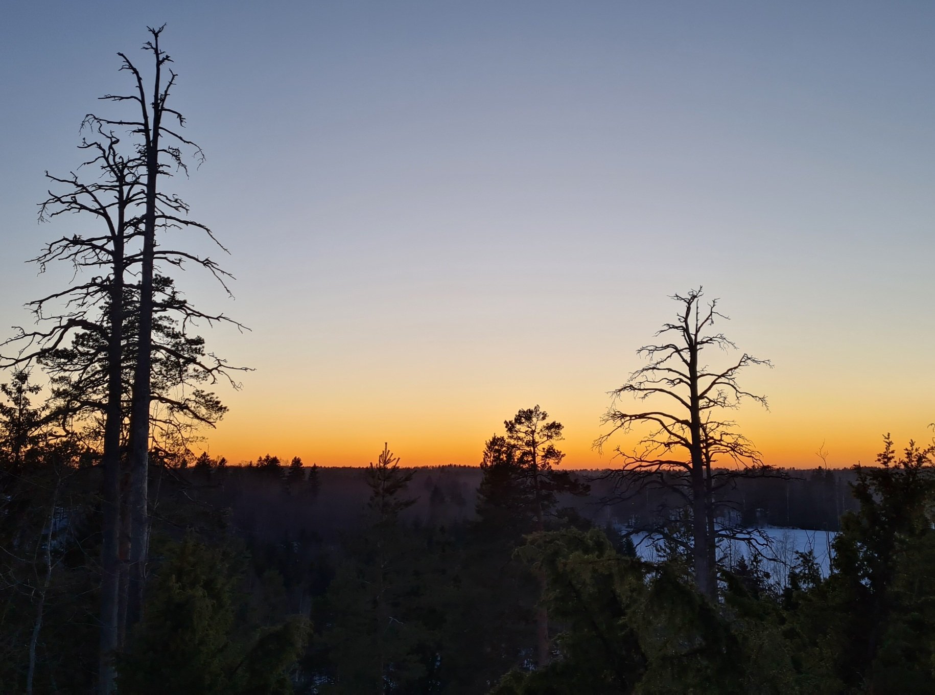 auringonlasku talvella