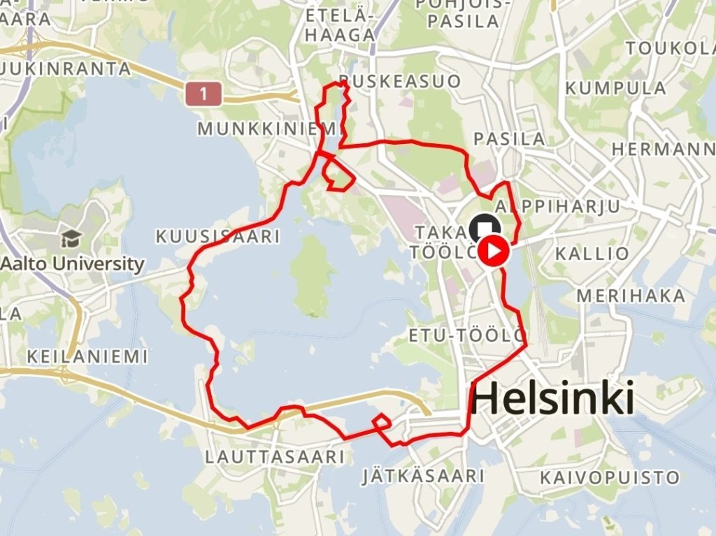 helsinki city run puolimaratonin reitti