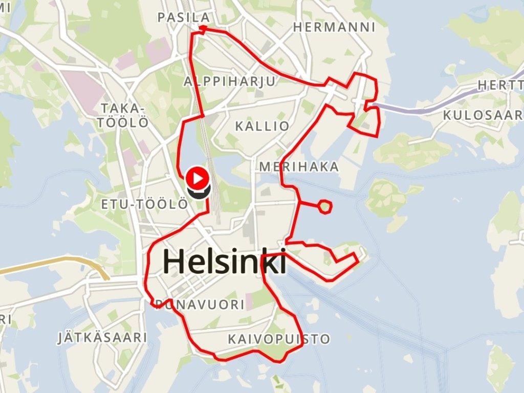 helsinki half marathon reitti kartalla