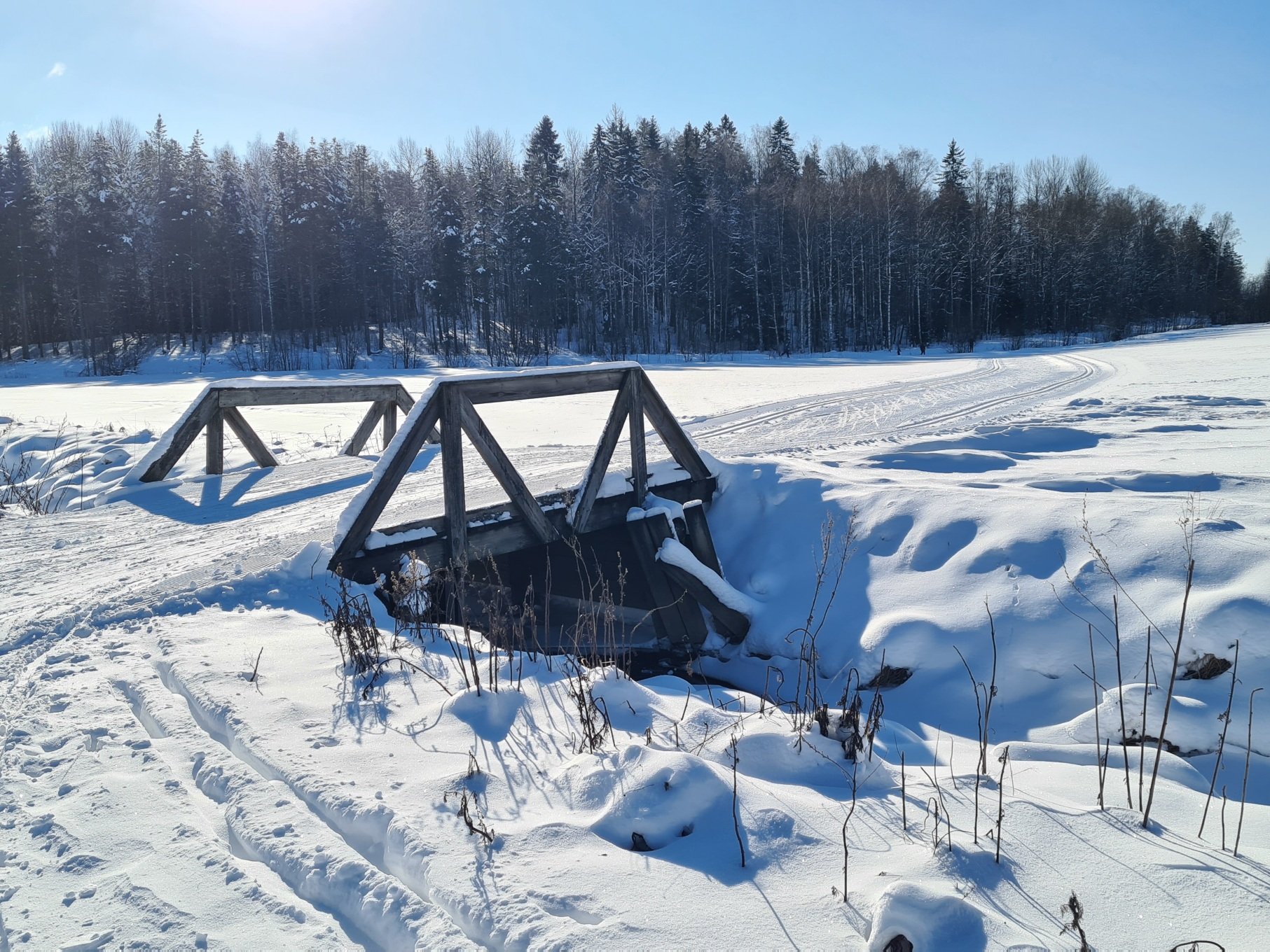 sininen taivas aurinkoisena paivana helmikuussa