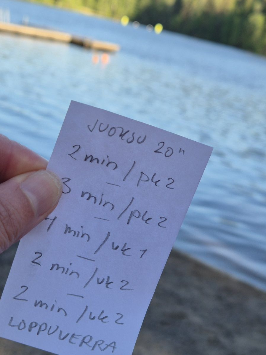 juoksuharjoitus muistilapulla